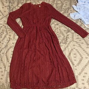 Wine lace dress
